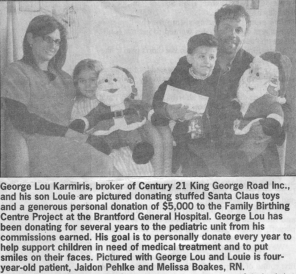 George Lou donates toys to children at the Brantford General Hospital