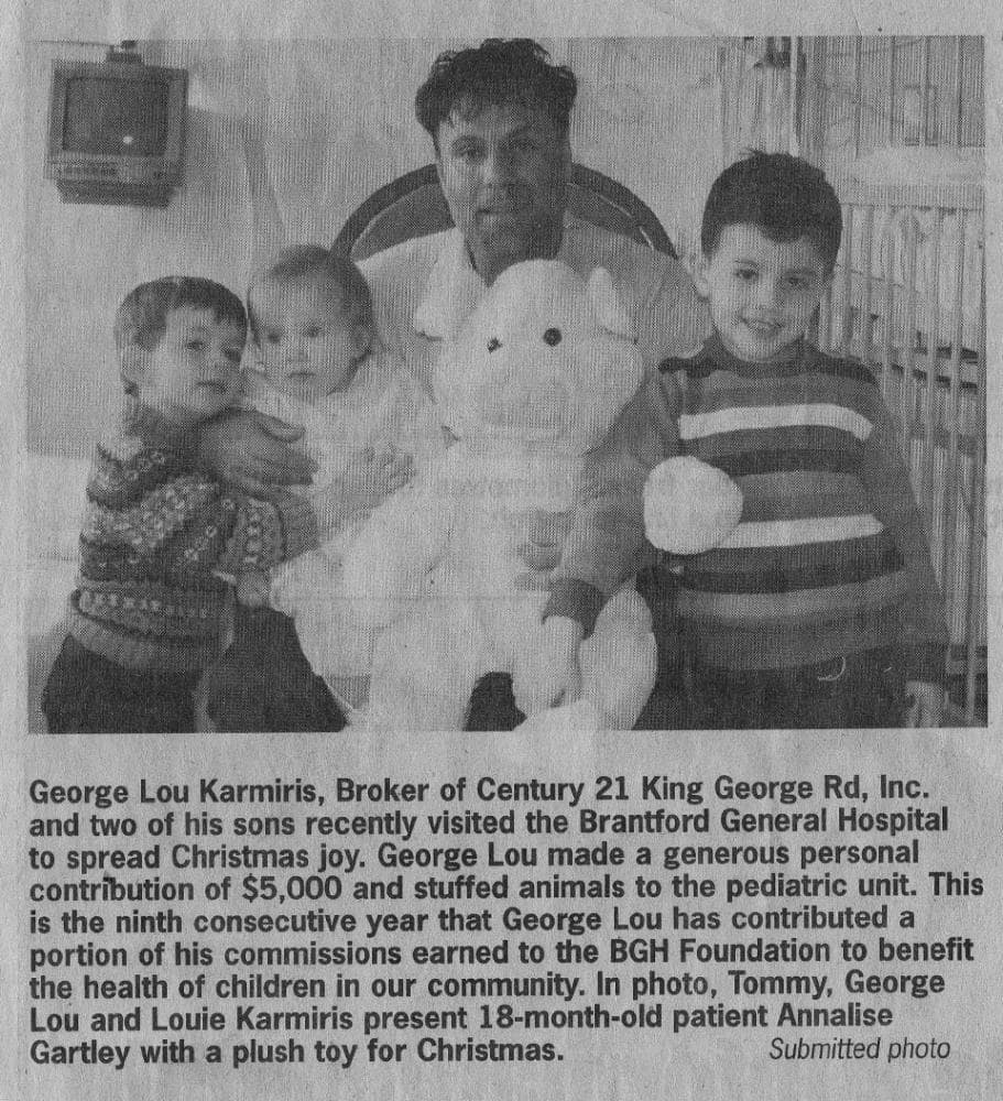 George Lou donates toys to children at the Brantford General Hospital
